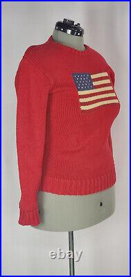 Vintage 90s Ralph Lauren Sweater Adult L USA Flag Red Pullover Japan Polo