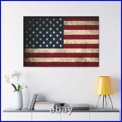 Vintage American Flag Canvas Wall Art Home Decor, USA Flag Canvas Poster Print