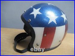 Vintage American Flag Easy Rider Motorcycle Helmet USA Rough Interior LSI 4150