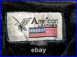 Vintage American Leather L USA American Flag Eagle Leather Jacket Bomber Biker