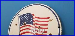 Vintage American Porcelain USA Flag God Bless Police Cops Service Service Sign