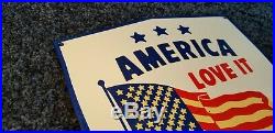 Vintage American Porcelain USA Flag Love It Leave It Service Gas Service Sign
