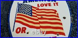 Vintage American Porcelain USA Flag Love It Leave Service Gas Service Sign