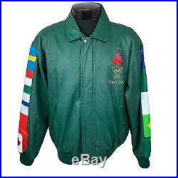 Vintage Atlanta 1996 Jacket Olympics Leather Coat XL Flags Logo 90s Team USA