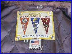Vintage Avirex Leather Jacket American Flag Bomber Black 4XL Mdae In USA