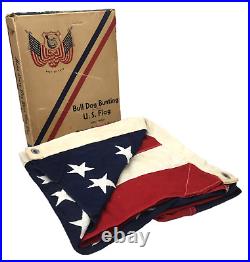 Vintage Bull Dog Bunting US American Flag 48 Star 4-1/3' x 5-1/2' in Box USA