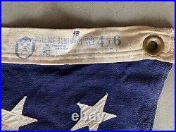 Vintage BullDog Cotton Sewn USA 48-star American Flag from estate 4'x6