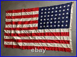 Vintage BullDog Cotton Sewn USA 48-star American Flag from estate 4'x6