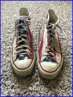 Vintage Converse Chuck Taylor Hi Top American Flag Made USA Shoes Size 8.5 VTG