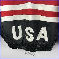 Vintage Cosa Nova Leather Bomber Jacket USA American Flag Mens Small 80's