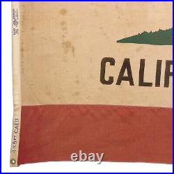 Vintage Cotton California Republic State Bear Flag Cloth Banner Old American USA