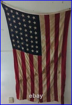 Vintage Defiance 48 Star U S American Flag 4' x 6' All Sewn Stars & Stripes