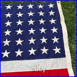 Vintage Dettras Bulldog 48 Star American Flag 4.5 x 9.5 ft Red White Blue USA
