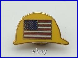 Vintage Ibew Local Lapel Pin Union Lu Hardhat American Flag Union Made USA