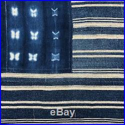 Vintage Indigo Flag 100% Cotton African Shibori Blue Denim Mudcloth American USA