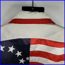Vintage Kim Baker American Flag Bomber Jacket Mens XL White Vegas Made In USA