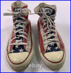 Vintage Made In USA high Top Converse Size 8.5 American Flag Stars Stripes 8 1/2