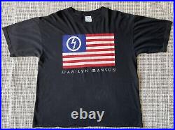 Vintage Marilyn Manson Shirt 1997 American Antichrist Flag XL Winterland USA