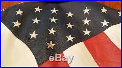 Vintage Michael Hoban LARGE USA WhereMI American Flag Leather Jacket Bomber L