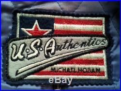 Vintage Michael Hoban USA Flag Authentic Full Zipp Leather Jacket Size L