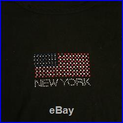 Vintage New York Y2K 2000s Bedazzled American Flag Shirt Women's Medium
