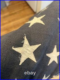 Vintage Older 48 Star Worn Weathered All Stitched American Flag Zig Zag Star USA