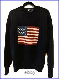 Vintage Polo RALPH LAUREN Crewneck Sweater USA American Flag Mens Size XL