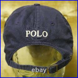 Vintage Polo Ralph Lauren American Flag Hat Blue Strap Back Cap USA Made Sports