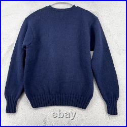 Vintage Polo Ralph Lauren Flag Sweater Mens Medium Blue Wool American Preppy