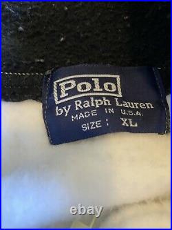 Vintage Polo Ralph Lauren Fleece Quarter Zip American Flag Made In USA Rare