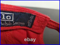 Vintage Polo Ralph Lauren Hat Cap Mens Strap Back Red American Flag Made In USA