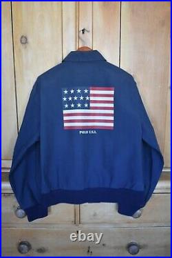 Vintage Polo Ralph Lauren Polo USA American Flag Bomber Jacket Size L