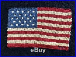 Vintage -Polo Ralph Lauren USA American Flag Knit Crewneck Sweater 90s Men's Med