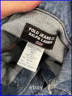 Vintage Polo Ralph Lauren USA FLAG Jean Jacket Size XL
