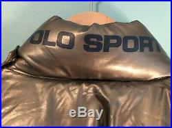 Vintage Polo Sport Ralph Lauren SILVER reflective Down puffer jacket mens L USA