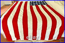 Vintage Pre 1959 48 Star American Flag 9 1/2' X 5' Valley Forge Cotton Sewn USA