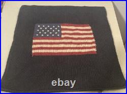 Vintage Ralph Lauren Knitted American Flag Pillow Case Without Pillow USA Blue