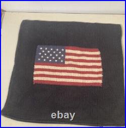 Vintage Ralph Lauren Knitted American Flag Pillow Case Without Pillow USA Blue