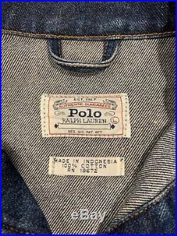 Vintage Ralph Lauren Polo Dungarees Sport American Flag Denim Jacket USA Large