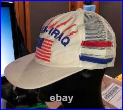 Vintage SACK-IRAQ American Flag Stripes USA Military Trucker Hat Cap #F8 RARE