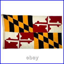 Vintage Sewn Cotton Maryland US State Flag Cloth Banner Old American USA