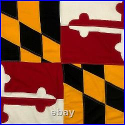 Vintage Sewn Cotton Maryland US State Flag Cloth Banner Old American USA