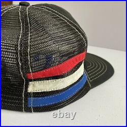Vintage Three Stripe 3 Trucker Hat These Colors Don't Run American Flag USA Rare