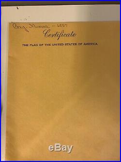 Vintage U. S. Flag Bull-Dog Bunting 5x8 -Flown Over Capitol- Congress Letter 1957