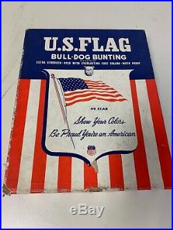 Vintage U. S. Flag Bull-Dog Bunting 5x8 -Flown Over Capitol- Congress Letter 1957