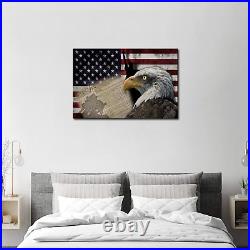 Vintage USA American Flag Bald Eagle Wall Art Statue of Liberty Pictures Canv