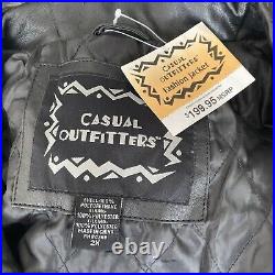 Vintage USA American Flag Jacket Polyurethane Casual Outfitters 2X faux leather