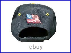 Vintage USA American Flag and Eagle Embroidered Patriotic Hat Cap Black