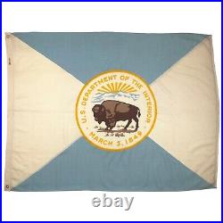 Vintage USA Department of the Interior Flag Buffalo Bison Sewn Cloth American