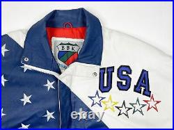 Vintage USA Leather Jacket 90s America July 4th Motorcycle American Flag R4